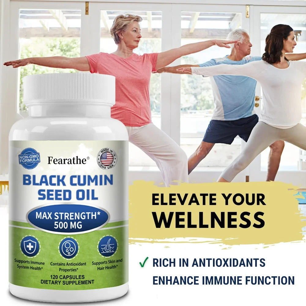 Black Cumin Seed Oil 500mg Capsules – Immune & Antioxidant Support | Promotes Healthy Skin, Hair & Digestion (120 Capsules)
