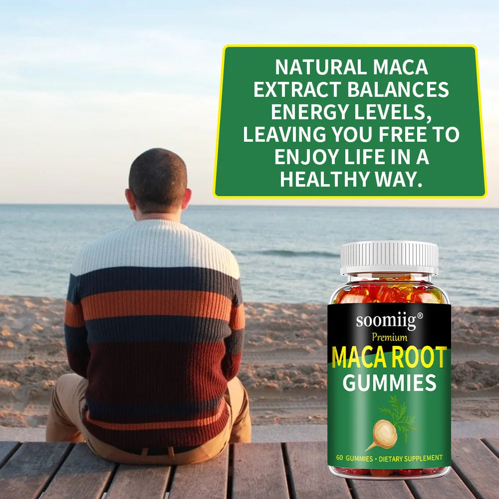 Maca Root Energy Gummies – Natural Vitality, Endurance & Motivation Support | Balanced Energy for Active Lifestyles (60 Gummies)