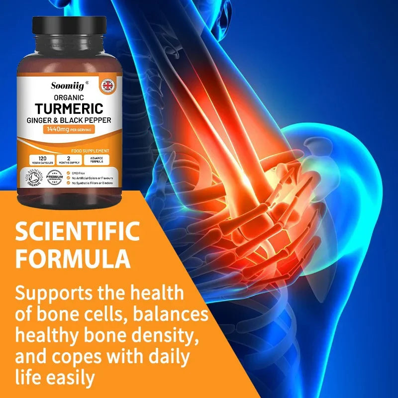Organic Turmeric, Black Pepper Extract, Antioxidants, Supports joint health, flexibility and buffering, Balances blood sugar