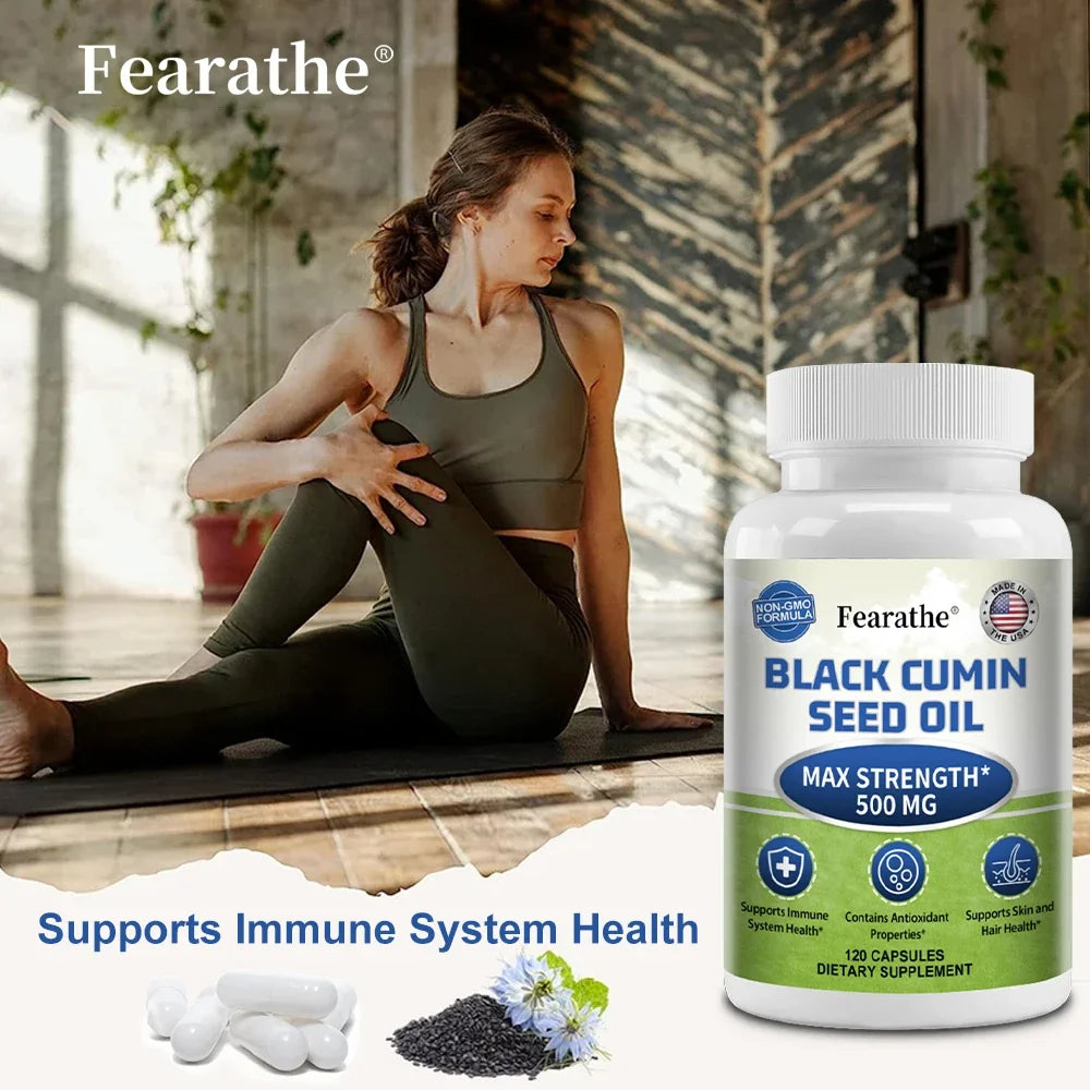 Black Cumin Seed Oil 500mg Capsules – Immune & Antioxidant Support | Promotes Healthy Skin, Hair & Digestion (120 Capsules)