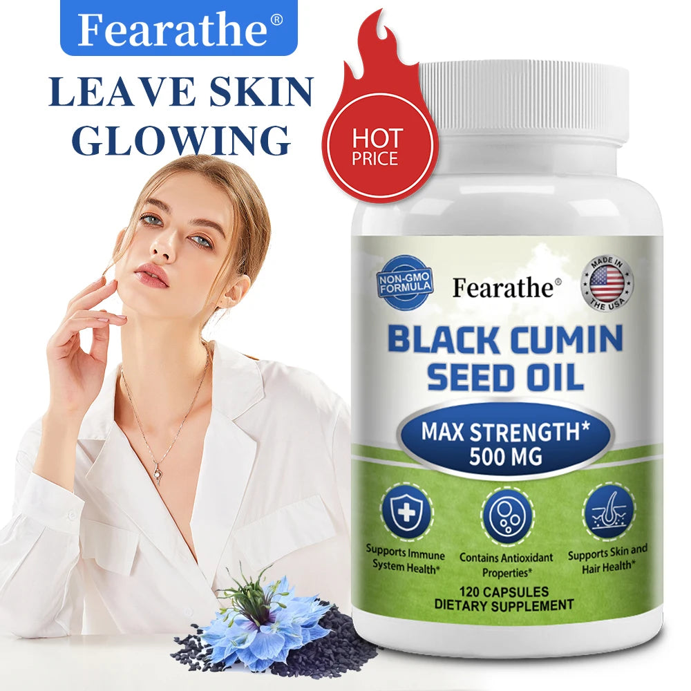 Black Cumin Seed Oil 500mg Capsules – Immune & Antioxidant Support | Promotes Healthy Skin, Hair & Digestion (120 Capsules)