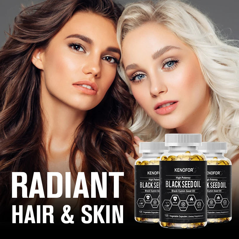 Organic Black Seed Oil Capsules – Cold-Pressed Nigella Sativa for Wellness, Skin, Hair & Immune Support