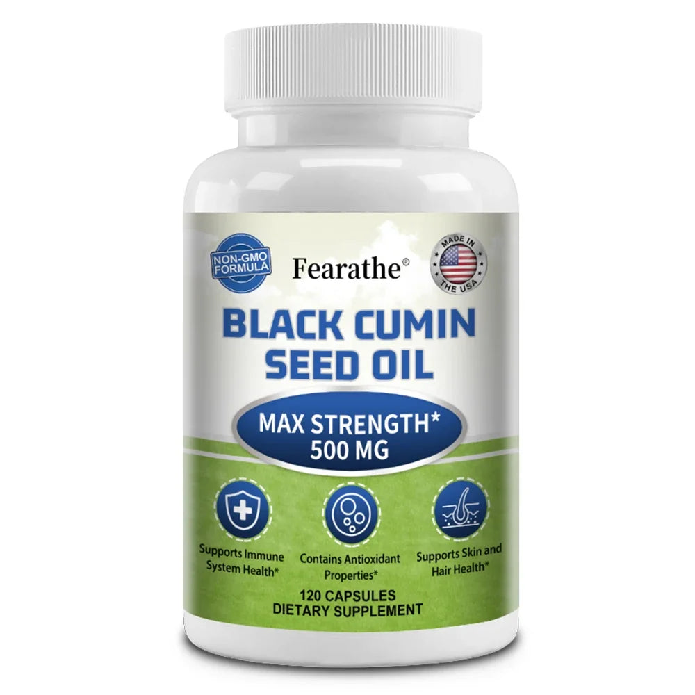 Black Cumin Seed Oil 500mg Capsules – Immune & Antioxidant Support | Promotes Healthy Skin, Hair & Digestion (120 Capsules)