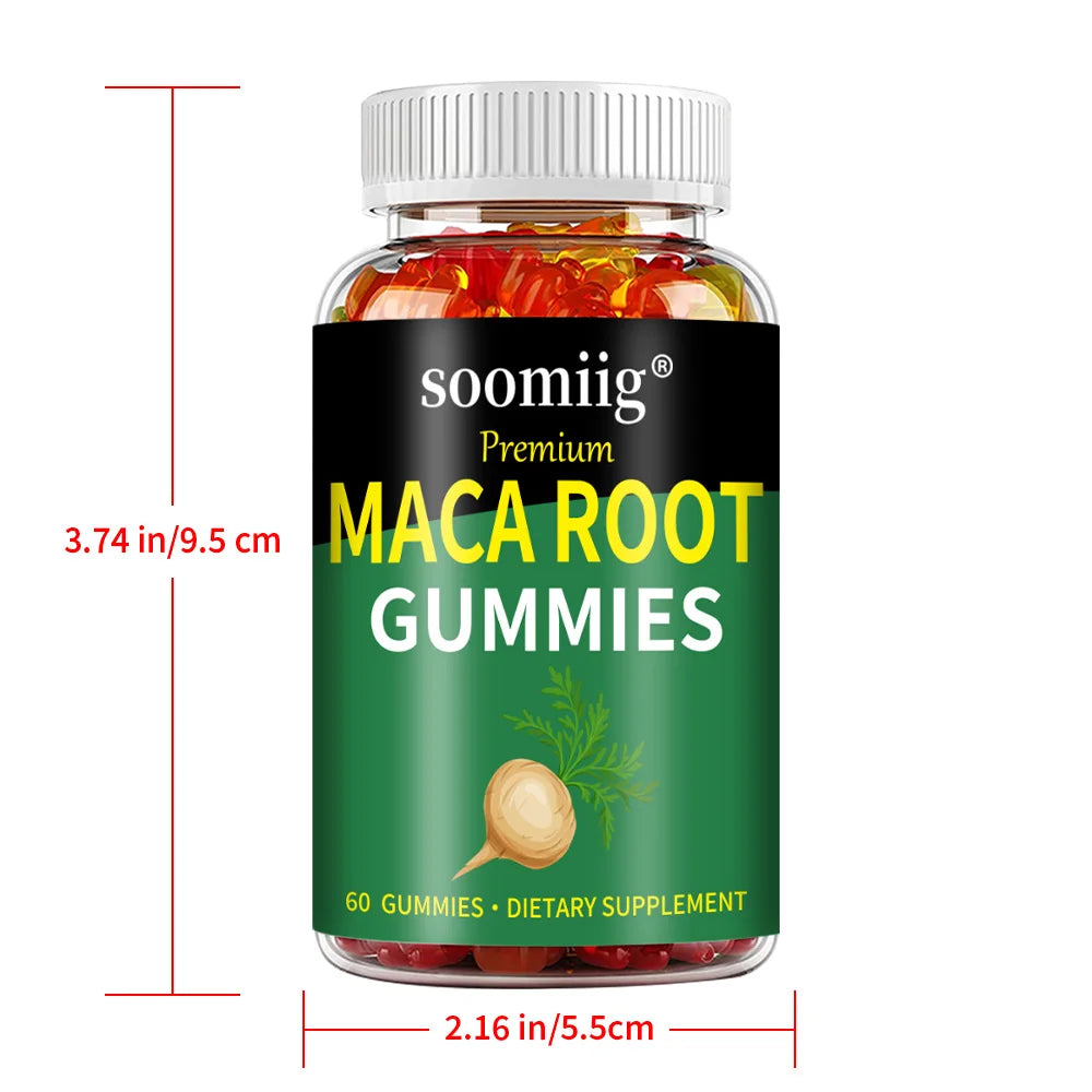 Maca Root Energy Gummies – Natural Vitality, Endurance & Motivation Support | Balanced Energy for Active Lifestyles (60 Gummies)
