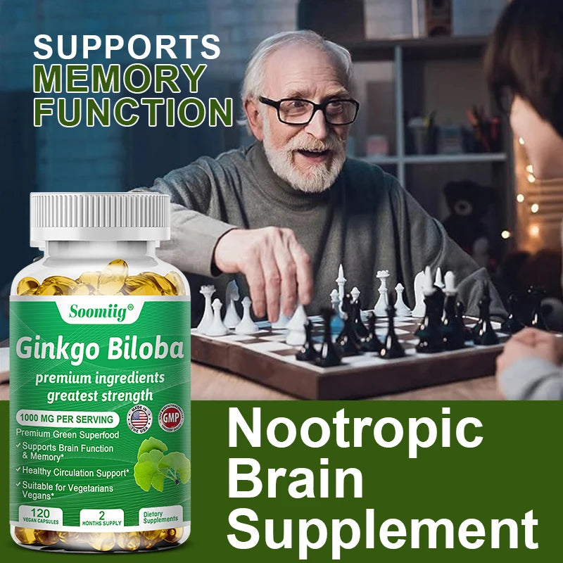 Premium Ginkgo Biloba & B-Vitamin Complex – Brain Function, Memory & Circulation Support | Natural Antioxidant Supplement (120 Capsules)