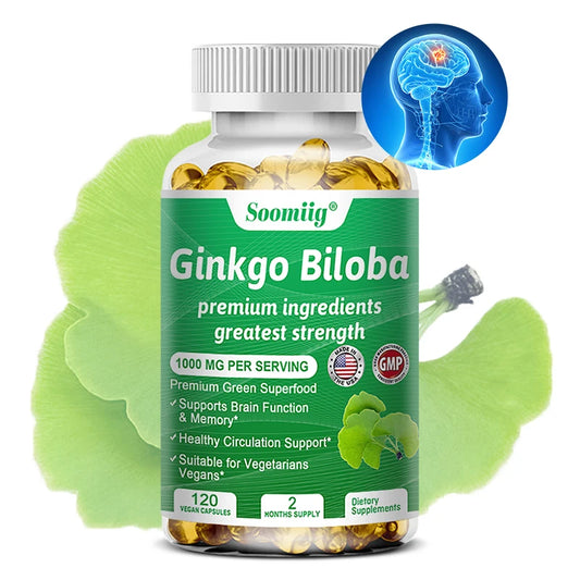 Premium Ginkgo Biloba & B-Vitamin Complex – Brain Function, Memory & Circulation Support | Natural Antioxidant Supplement (120 Capsules)