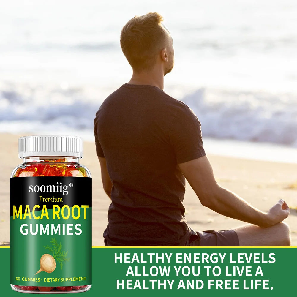 Maca Root Energy Gummies – Natural Vitality, Endurance & Motivation Support | Balanced Energy for Active Lifestyles (60 Gummies)