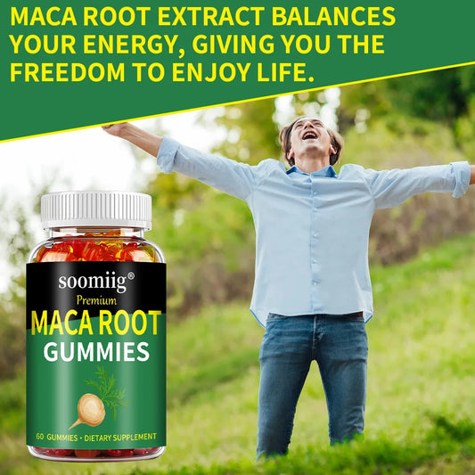Maca Root Energy Gummies – Natural Vitality, Endurance & Motivation Support | Balanced Energy for Active Lifestyles (60 Gummies)