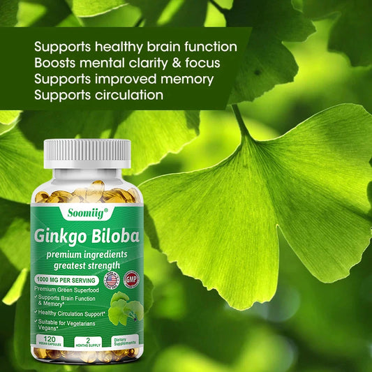 Premium Ginkgo Biloba & B-Vitamin Complex – Brain Function, Memory & Circulation Support | Natural Antioxidant Supplement (120 Capsules)