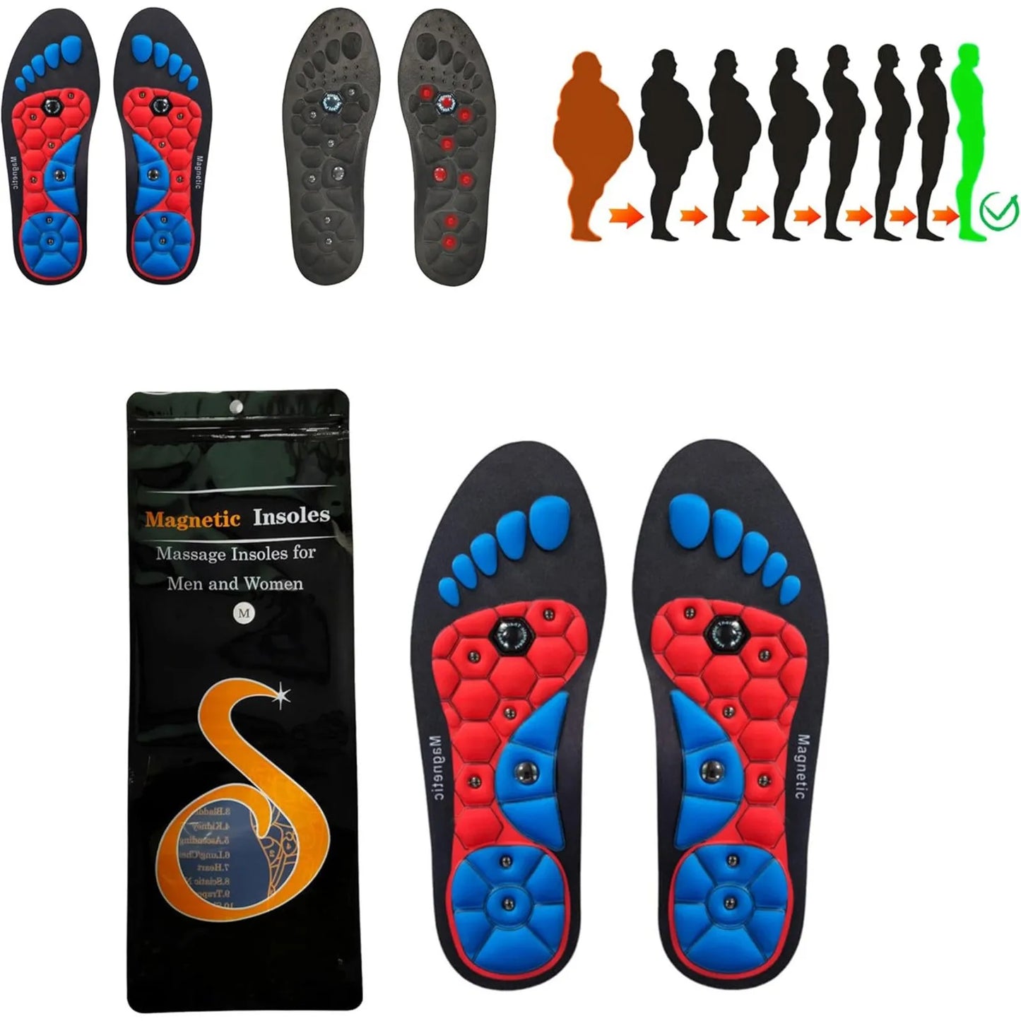 Acupressure Foot Insoles Magnetic Support