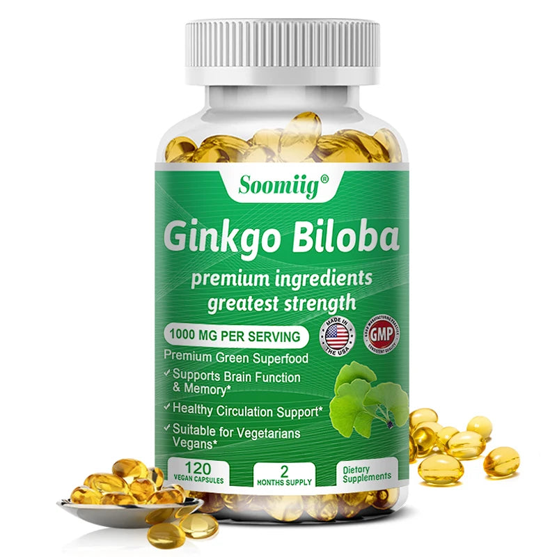 Premium Ginkgo Biloba & B-Vitamin Complex – Brain Function, Memory & Circulation Support | Natural Antioxidant Supplement (120 Capsules)