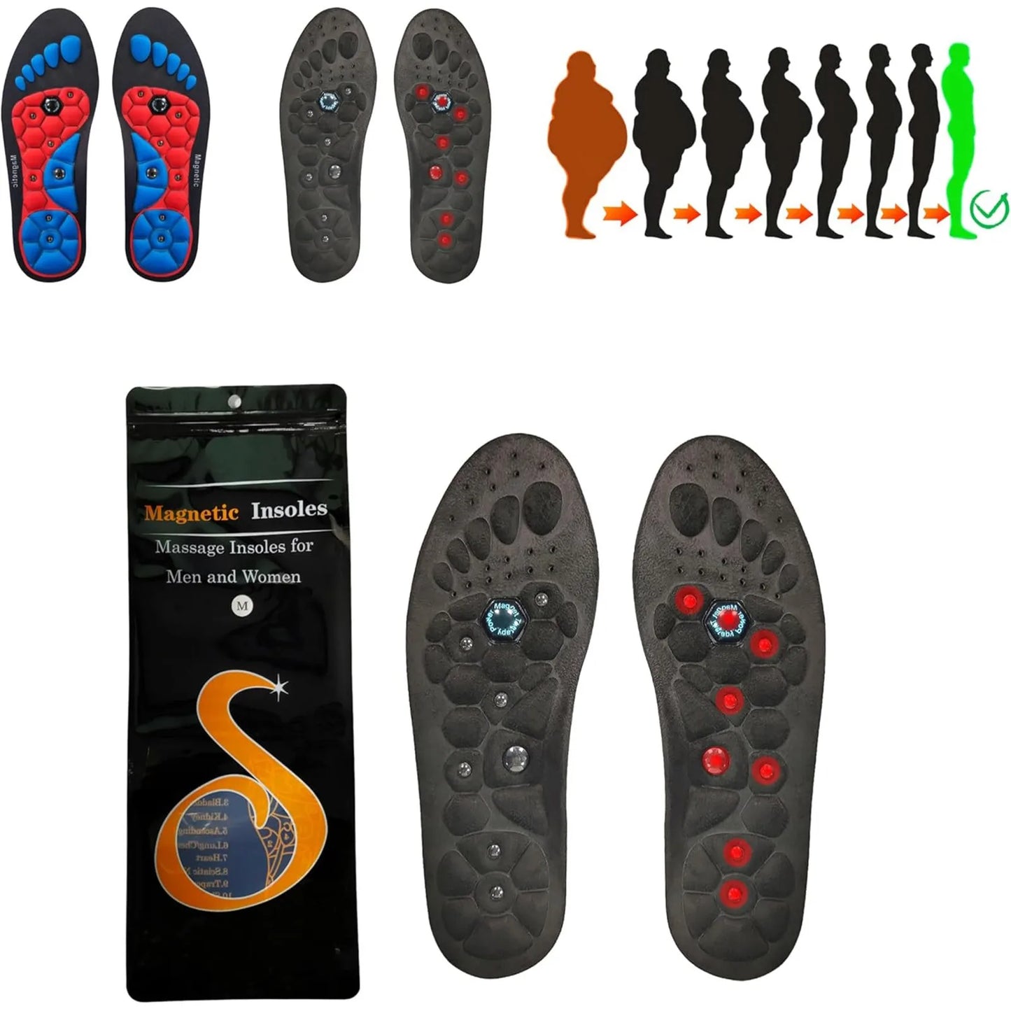 Acupressure Foot Insoles Magnetic Support
